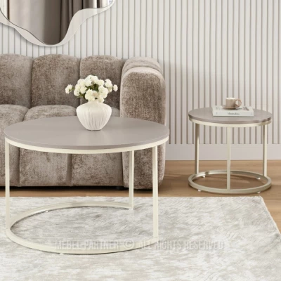 Set konferenčních stolků JACEK - béžový / krémový