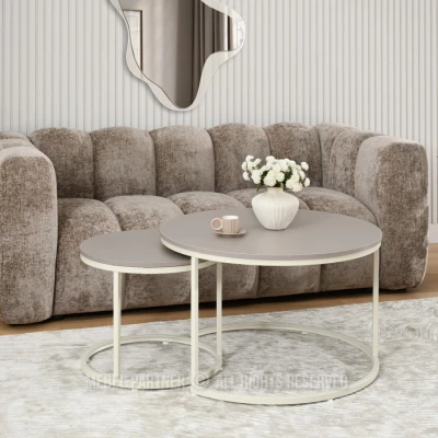 Set konferenčních stolků JACEK - béžový / krémový