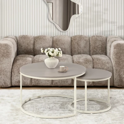 Set konferenčních stolků JACEK - béžový / krémový