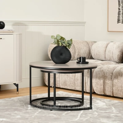 Set konferenčních stolků JACEK - béžový / černý