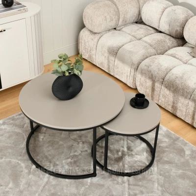 Set konferenčních stolků JACEK - béžový / černý