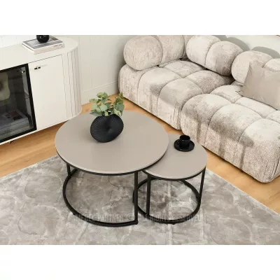 Set konferenčních stolků JACEK - béžový / černý