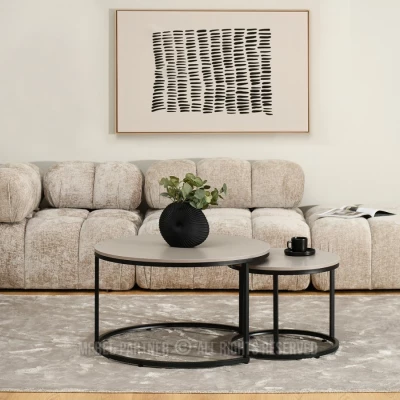 Set konferenčních stolků JACEK - béžový / černý