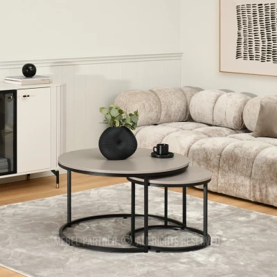 Set konferenčních stolků JACEK - béžový / černý