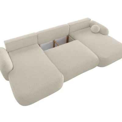 Rozkládací sedací souprava do U MOHYLA s úložným prostorem - vanilková