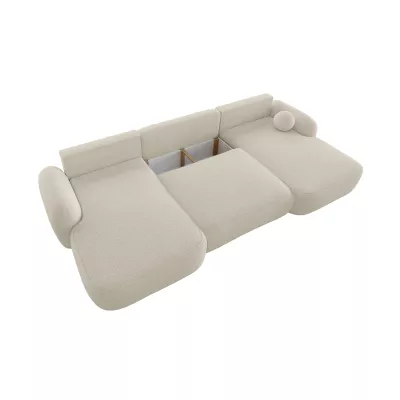 Rozkládací sedací souprava do U MOHYLA s úložným prostorem - vanilková