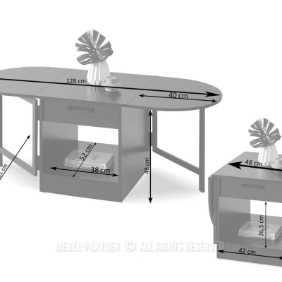 Rozkládací konferenční stolek IZAK - bílý / černý