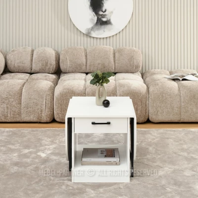 Rozkládací konferenční stolek IZAK - bílý / černý