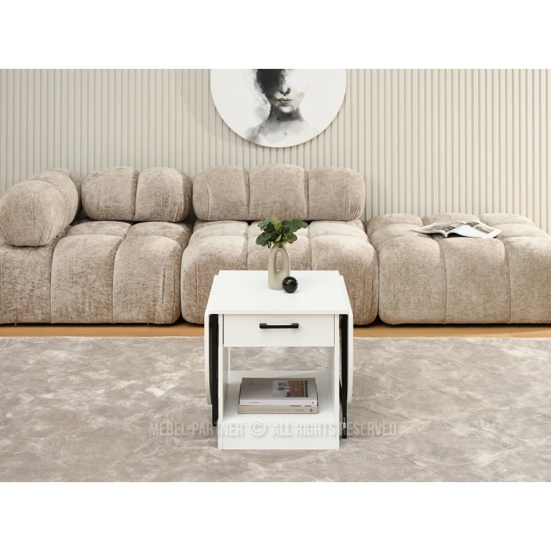 Rozkládací konferenční stolek IZAK - bílý / černý