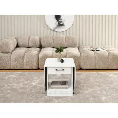 Rozkládací konferenční stolek IZAK - bílý / černý