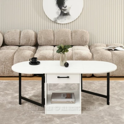 Rozkládací konferenční stolek IZAK - bílý / černý