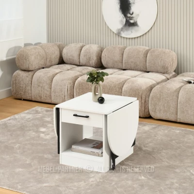 Rozkládací konferenční stolek IZAK - bílý / černý