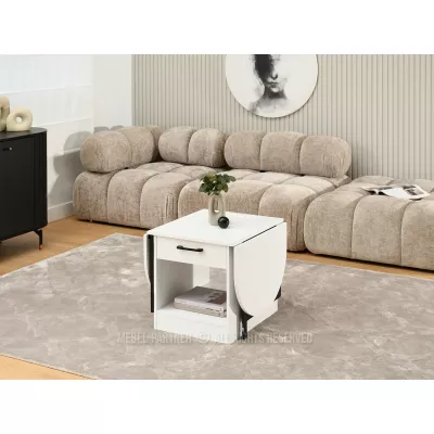 Rozkládací konferenční stolek IZAK - bílý / černý