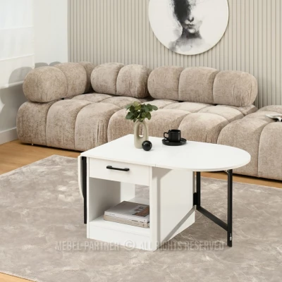 Rozkládací konferenční stolek IZAK - bílý / černý