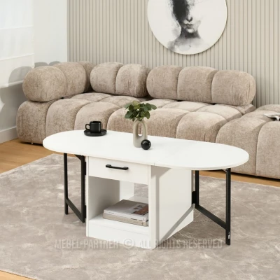 Rozkládací konferenční stolek IZAK - bílý / černý