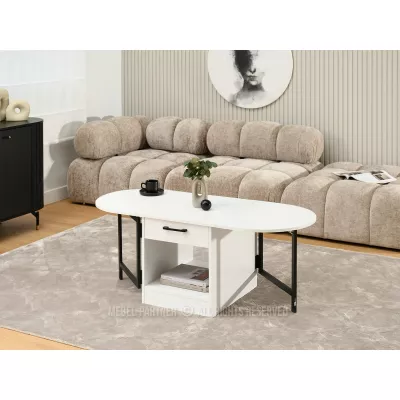 Rozkládací konferenční stolek IZAK - bílý / černý