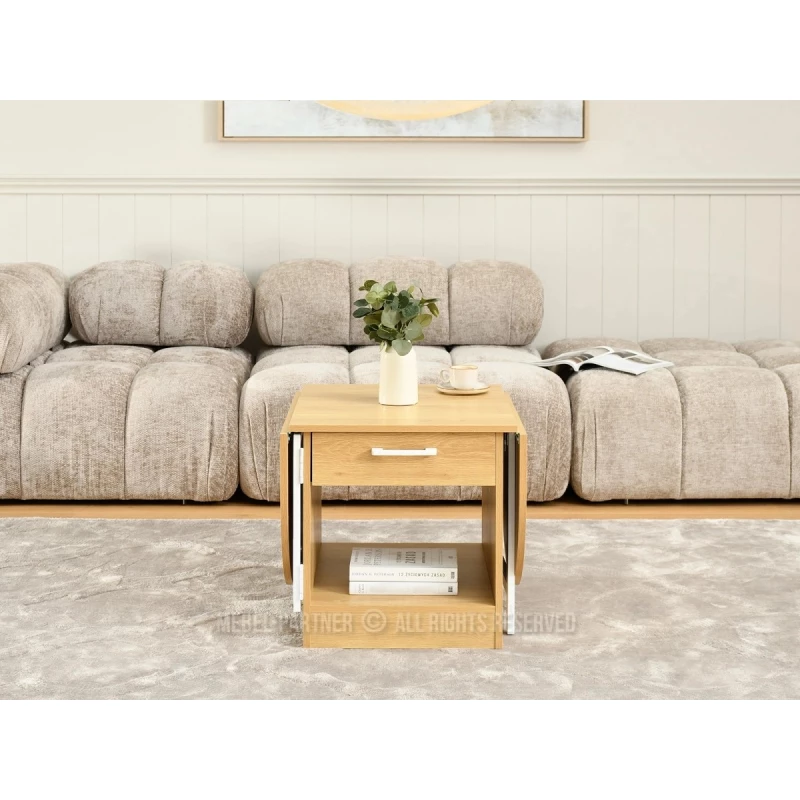 Rozkládací konferenční stolek IZAK - dub / bílý