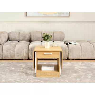 Rozkládací konferenční stolek IZAK - dub / bílý