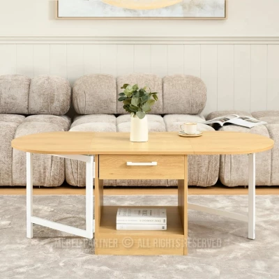 Rozkládací konferenční stolek IZAK - dub / bílý