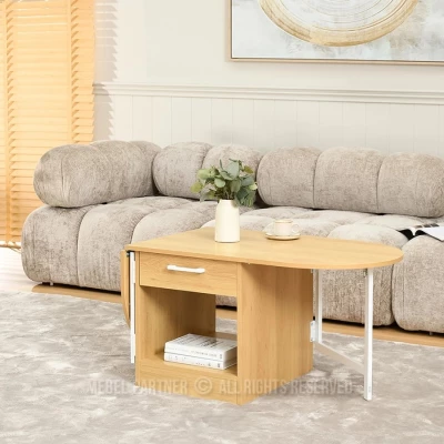 Rozkládací konferenční stolek IZAK - dub / bílý