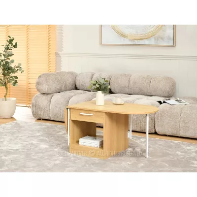 Rozkládací konferenční stolek IZAK - dub / bílý