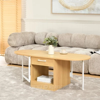 Rozkládací konferenční stolek IZAK - dub / bílý