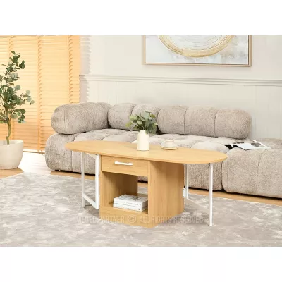 Rozkládací konferenční stolek IZAK - dub / bílý