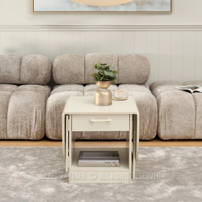 Rozkládací konferenční stolek IZAK - krémový