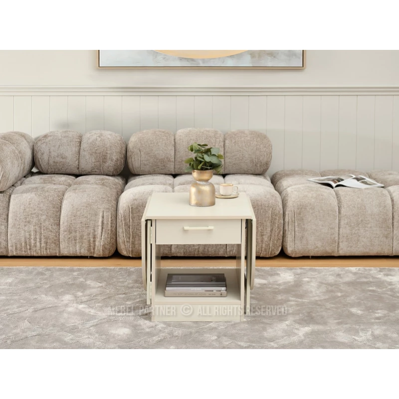 Rozkládací konferenční stolek IZAK - krémový