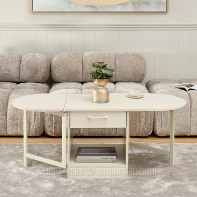 Rozkládací konferenční stolek IZAK - krémový