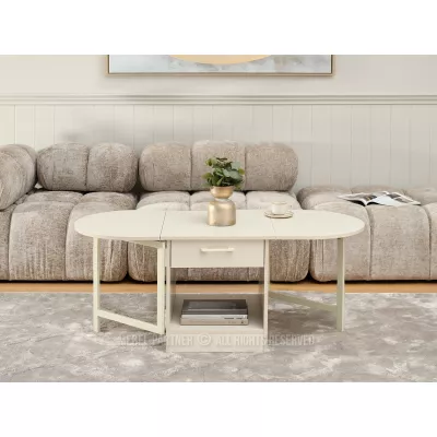 Rozkládací konferenční stolek IZAK - krémový