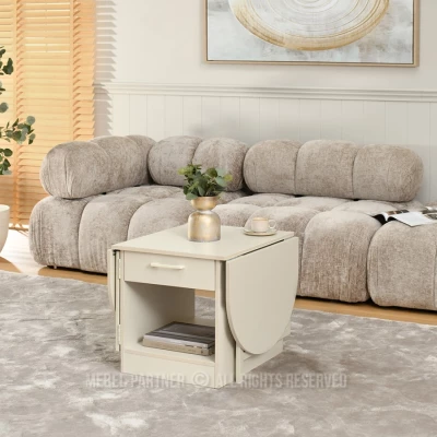 Rozkládací konferenční stolek IZAK - krémový