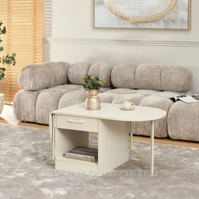 Rozkládací konferenční stolek IZAK - krémový