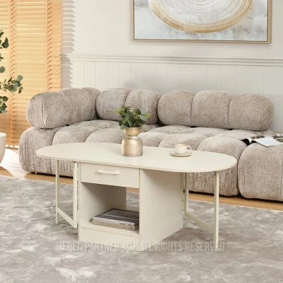 Rozkládací konferenční stolek IZAK - krémový