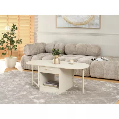 Rozkládací konferenční stolek IZAK - krémový