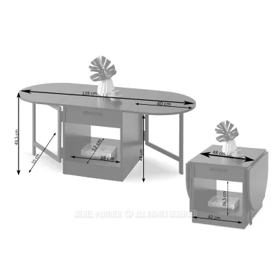 Rozkládací konferenční stolek IZAK - krémový