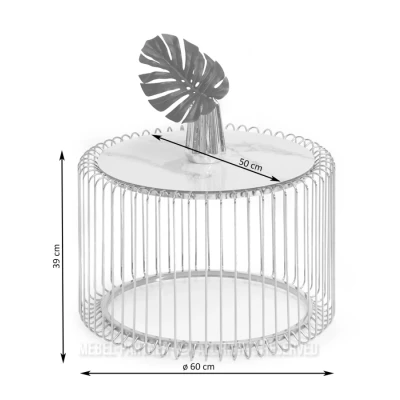 Designový konferenční stolek IRAKLI - bílý mramor / bílý