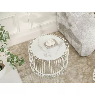 Designový konferenční stolek IRAKLI - bílý mramor / bílý