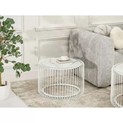 Designový konferenční stolek IRAKLI - bílý mramor / bílý