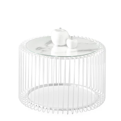 Designový konferenční stolek IRAKLI - bílý mramor / bílý