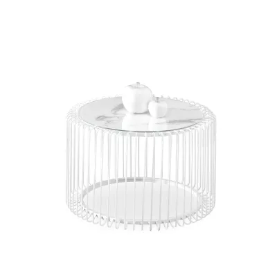 Designový konferenční stolek IRAKLI - bílý mramor / bílý