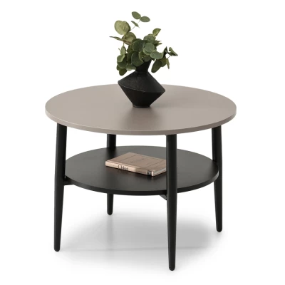 Kulatý konferenční stolek 60 TODOR - béžový / černý