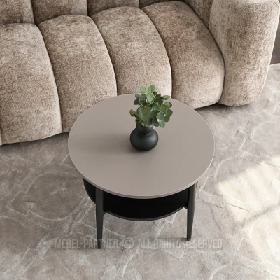 Kulatý konferenční stolek 60 TODOR - béžový / černý