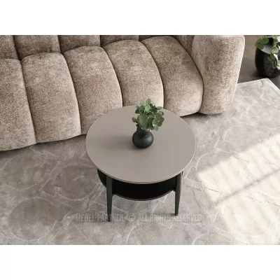 Kulatý konferenční stolek 60 TODOR - béžový / černý