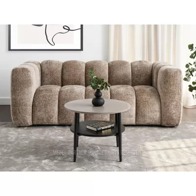 Kulatý konferenční stolek 60 TODOR - béžový / černý