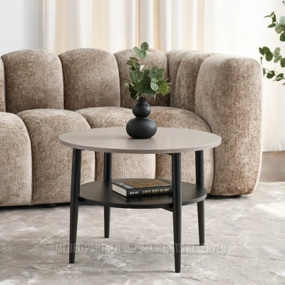 Kulatý konferenční stolek 60 TODOR - béžový / černý