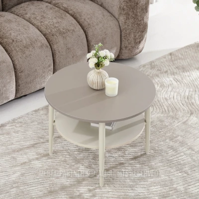 Kulatý konferenční stolek 60 TODOR - béžový / krémový