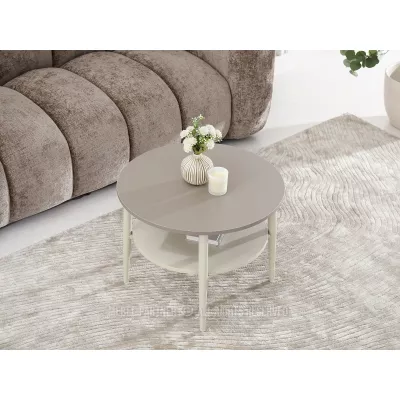 Kulatý konferenční stolek 60 TODOR - béžový / krémový