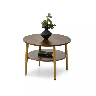 Kulatý konferenční stolek 60 TODOR - ořech / zlatý