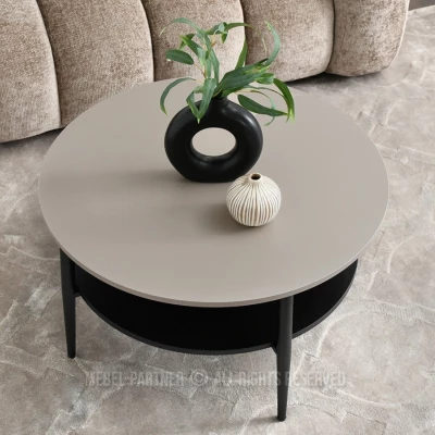 Kulatý konferenční stolek TODOR - béžový / černý